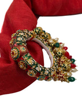 handcrafted Rajasthani Green Meenakari Pacheli Kada bracelet